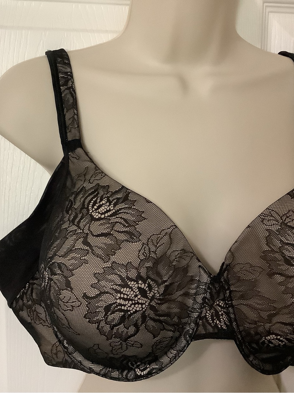 Bali Bra 42B Black & Nude Floral Lace Underwire - Picture 11 of 11